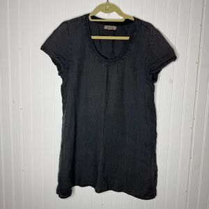 FLAX Lagenlook Layering Linen Blend Short Sleeve Tunic Top Size Small
